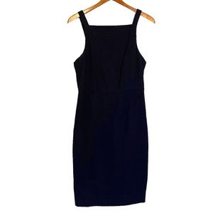 J. Crew Navy Blue Fitted Eyelet Midi‎ Sleeveless Dress Size 4